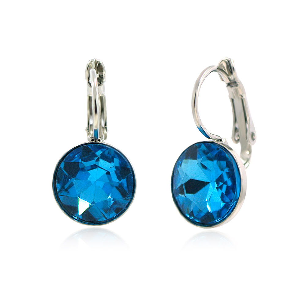 Detailed view of the blue crystal earring