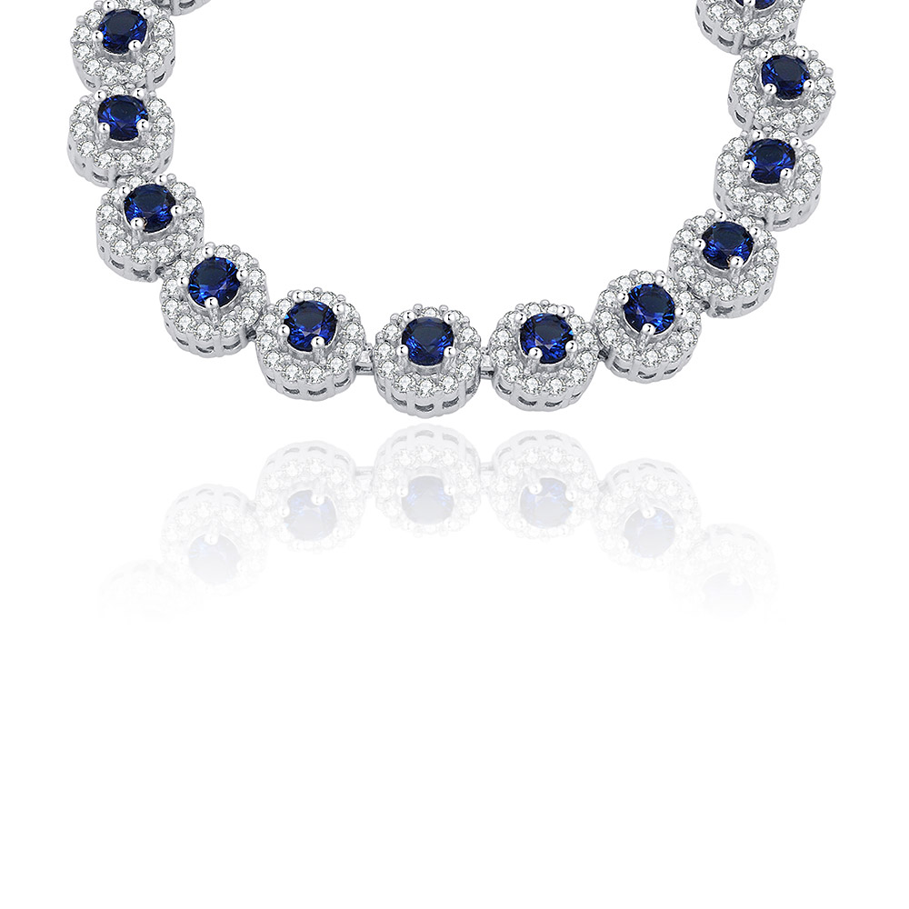 Detailed view of the Sapphire Elegance Bracelet's bezel-set stones