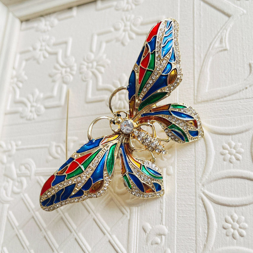 Intricate detailing on the butterfly brooch