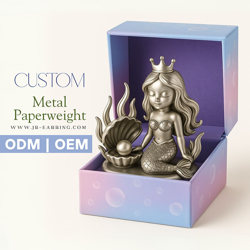 Custom metal mermaid paperweight with intricate details