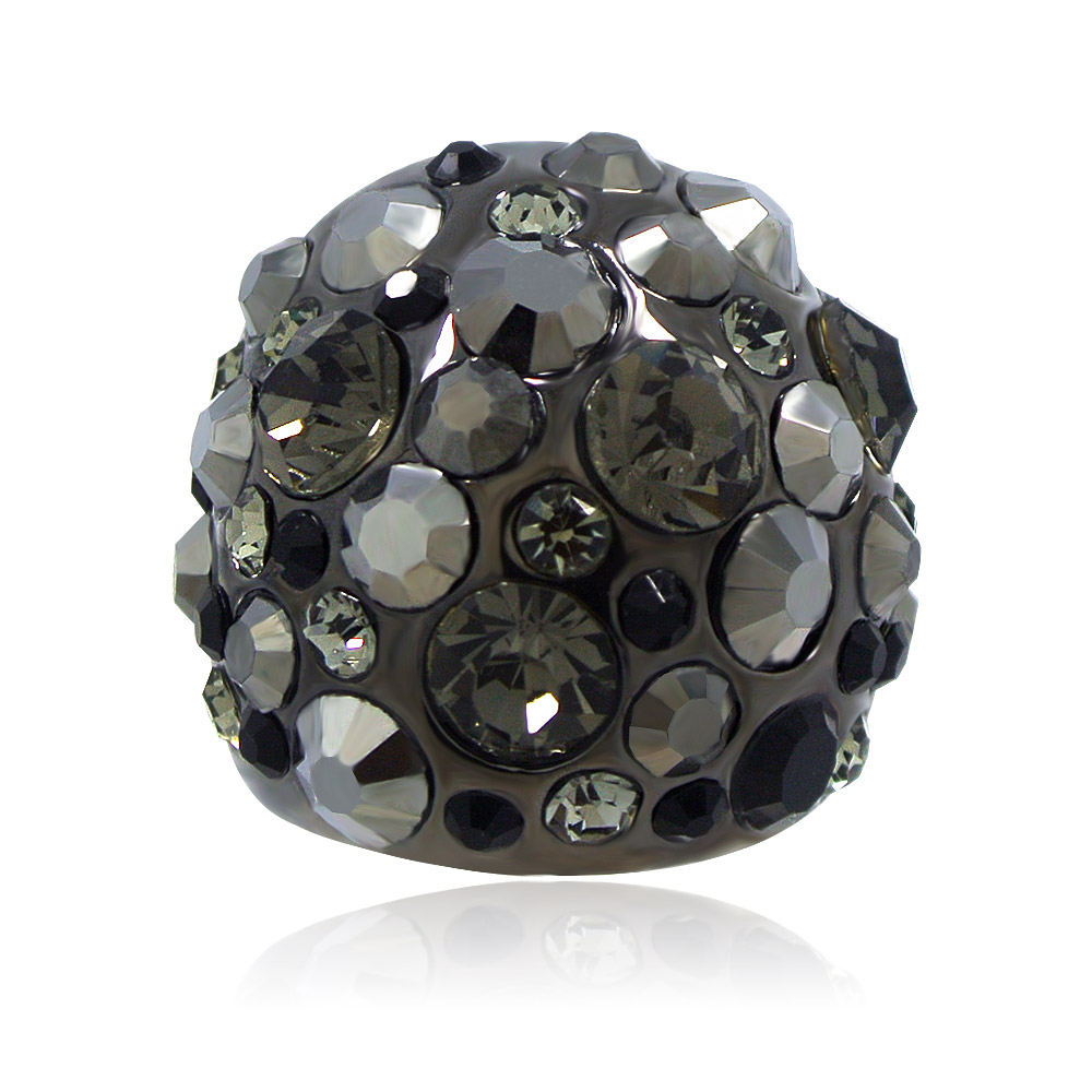 Top view of the Black Statement Rocky Ring showing its spherical gemstone arrangement