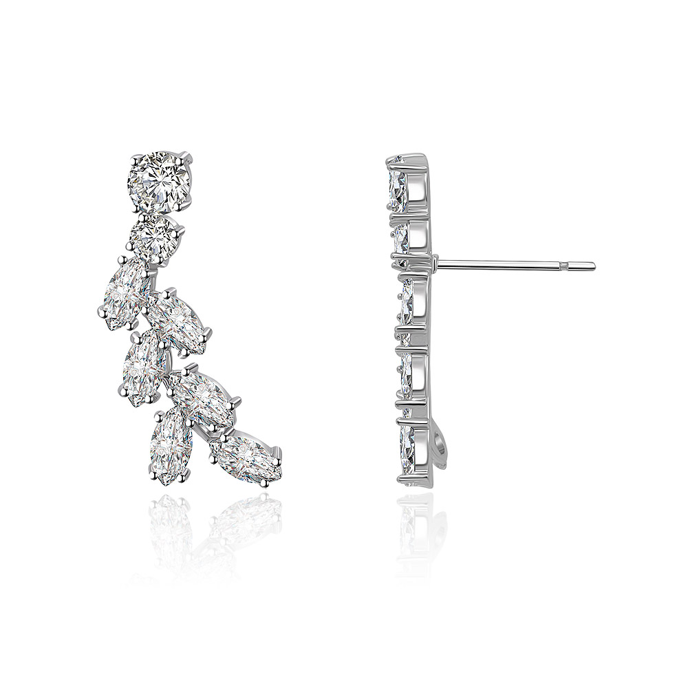 Detailed view of the firework drop earring's intricate setting