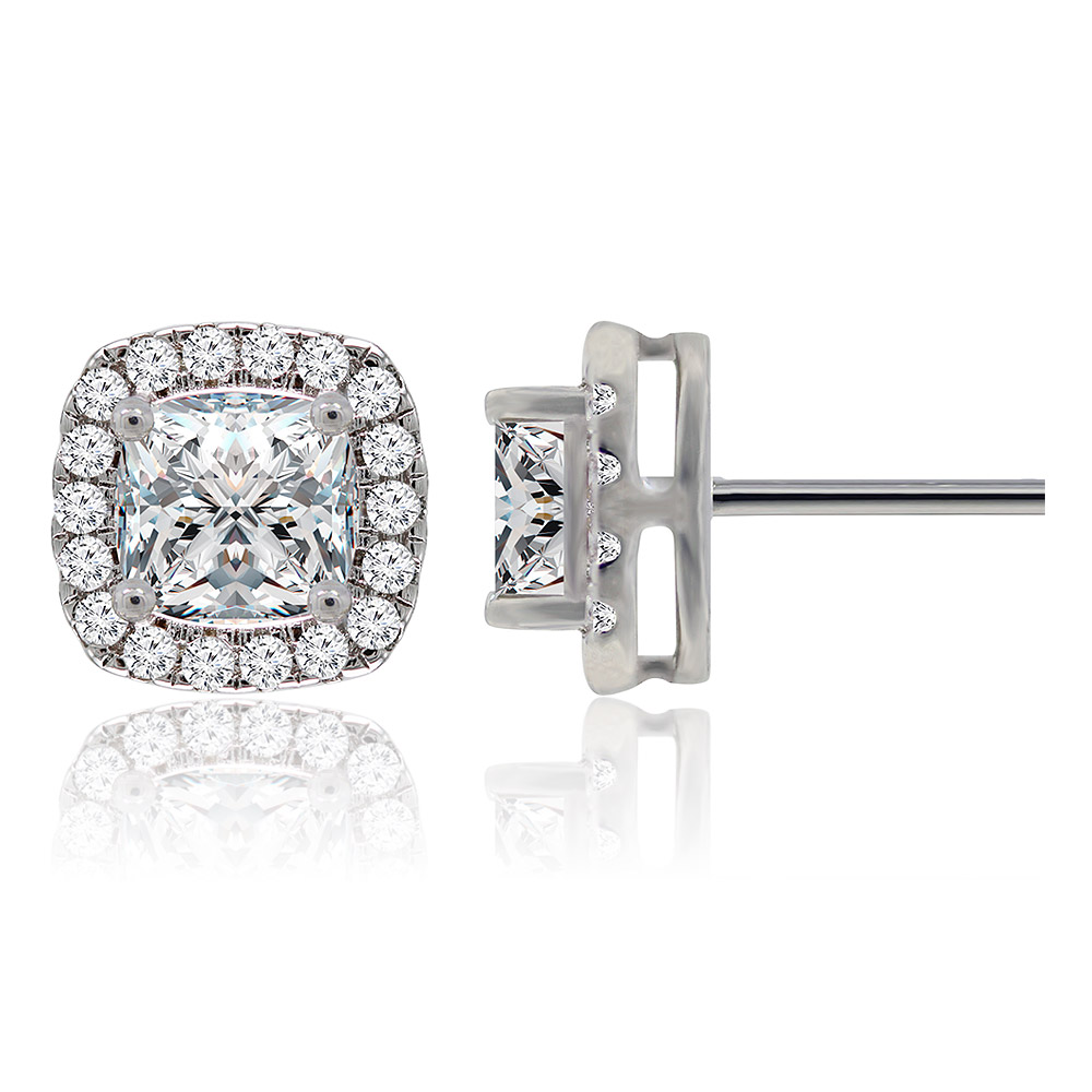 Detailed view of the Square Passion Studs pair