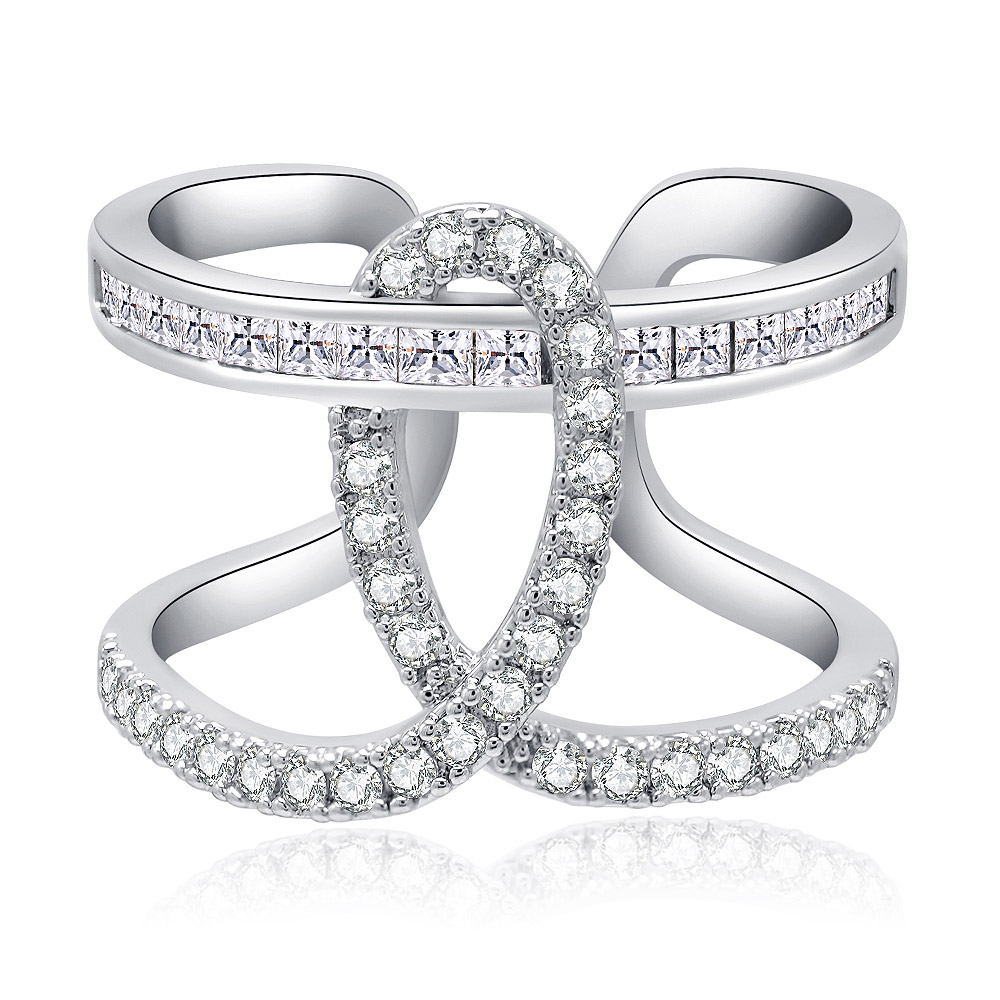 Front view of the Cubic Zirconia Endless Cross Ring