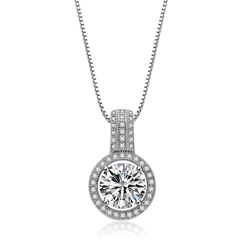 A detailed close-up of the Sparkle Me Round Necklace's pendant
