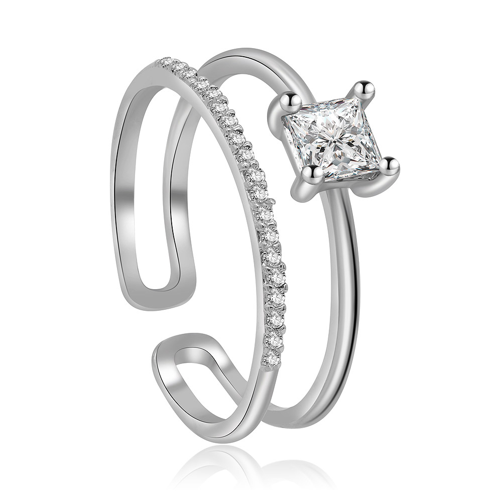 Detailed side view of the Princess Cut Ring Wrap Enhancer Ring