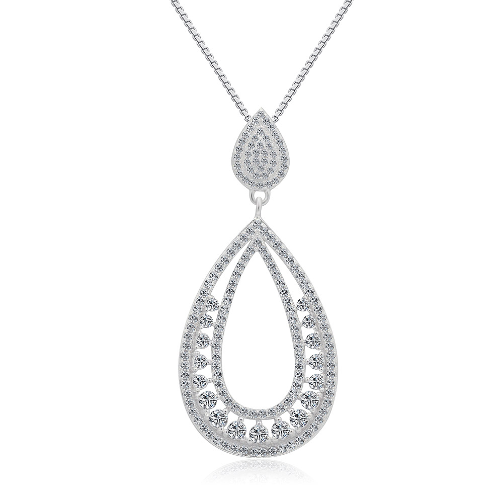 Detailed view of the pear-shaped cubic zirconia pendant