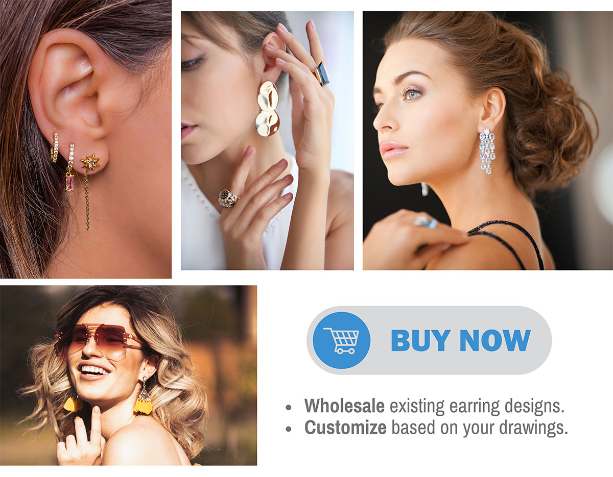A diverse collection of custom and wholesale earring designs from JR Fashion Accessories.