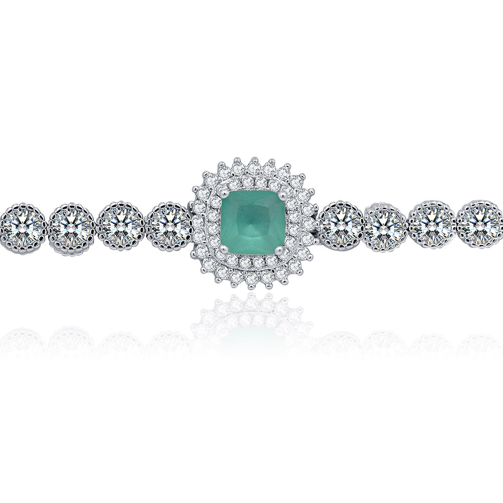 The Glitter Adjustable Tennis Bracelet displayed on a surface, highlighting its elegant design and sparkle.