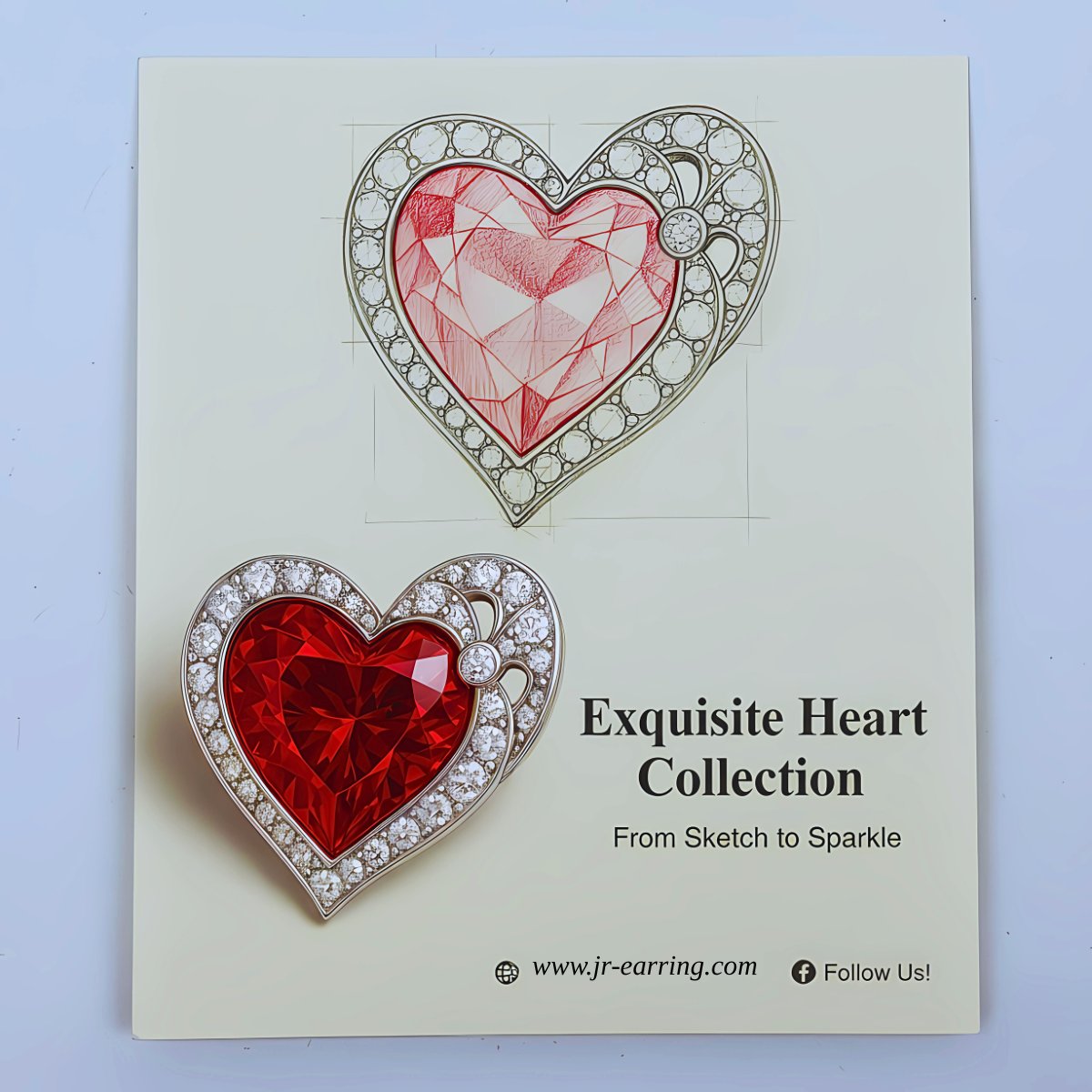 Two heart-shaped jewelry pieces from the Exquisite Heart Collection