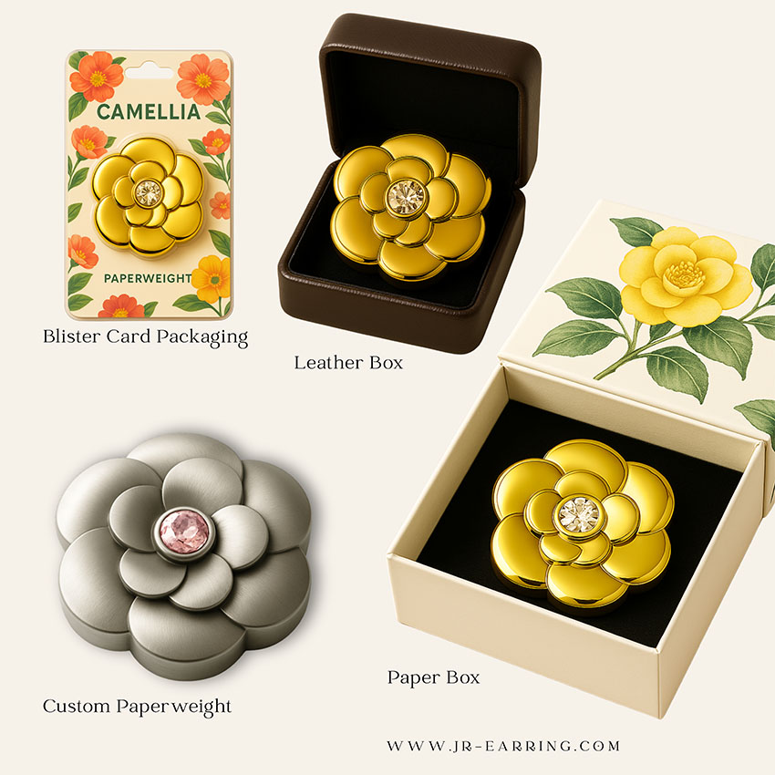 Flower-shaped paperweight with custom packaging options