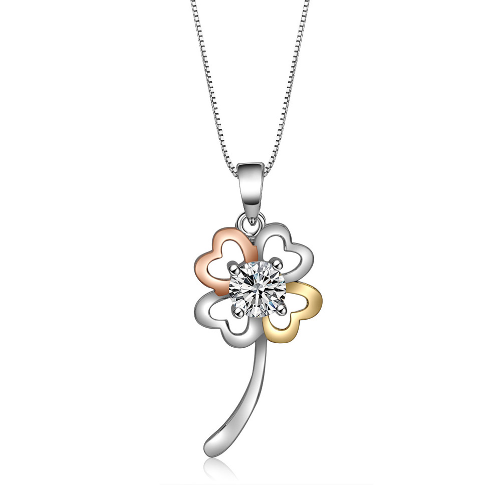 Detailed view of the three-tone flower pendant