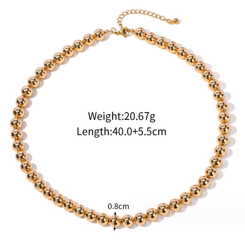 Specifications of the Stainless Steel Gold Plated Bead Necklace