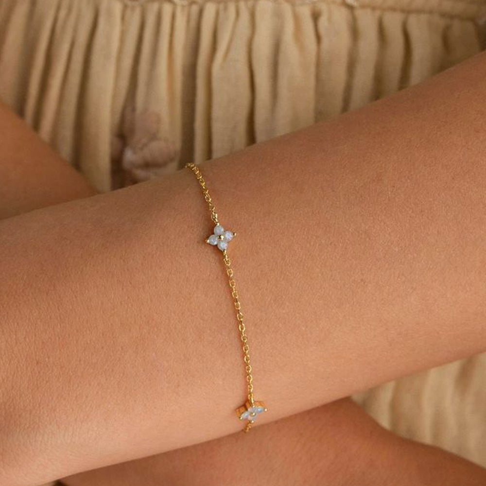 The Lucky Clover bracelet shown in a luxurious gold-plated finish