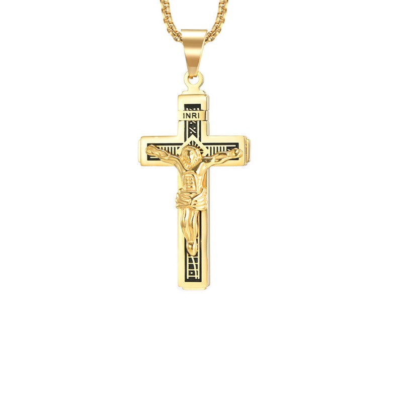 Front view of the Gold Plated Cross Necklace