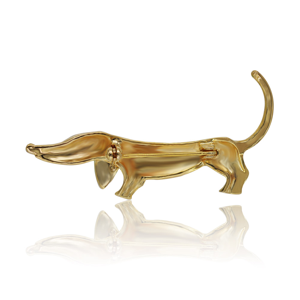 Detailed side view of the dachshund brooch