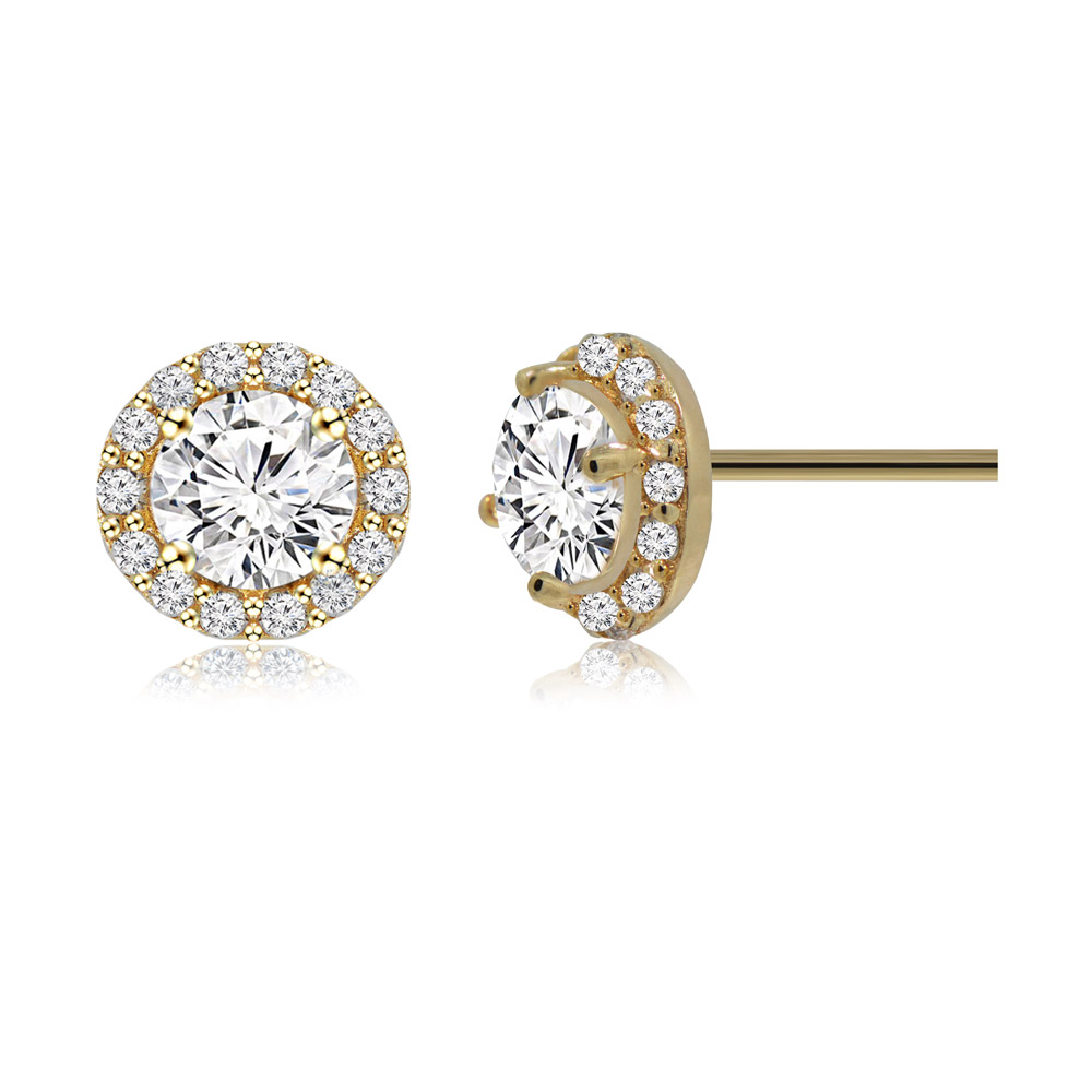 Detailed view of the CZ bloom design on the earring jackets