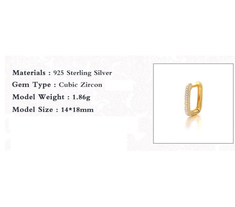 Detailed specifications of the 925 Sterling Silver Multi-Color Square Hoops