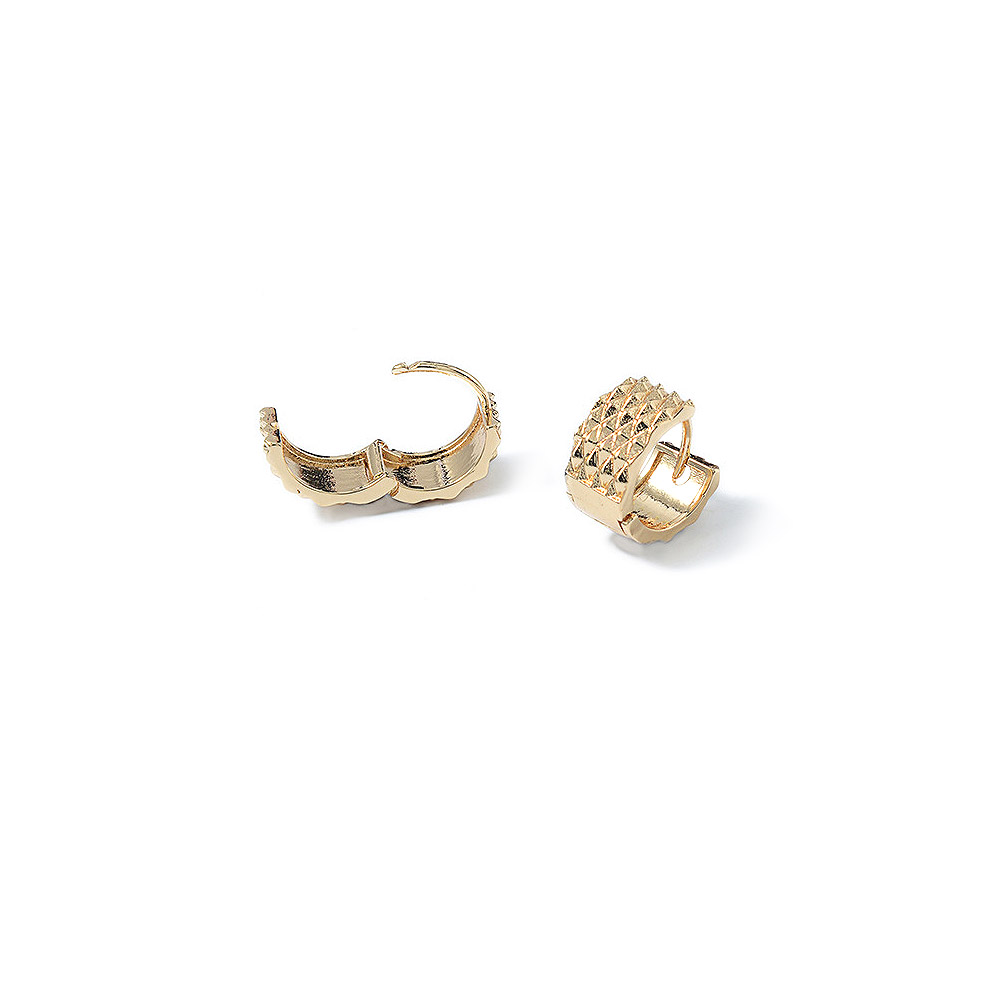 Studio shot of the Wide Gold Texture Hoop Earrings