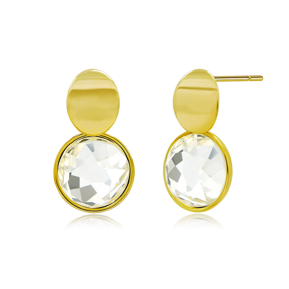 Close-up of Crystal Color Faceted Glass Earrings