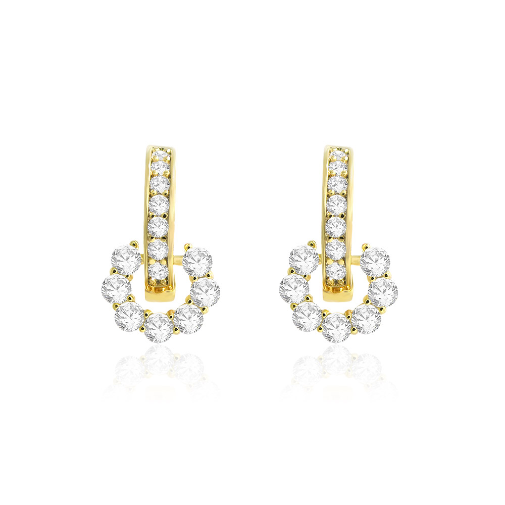 Detailed view of Petal Floral Huggies showing the C-shaped gemstone arrangement