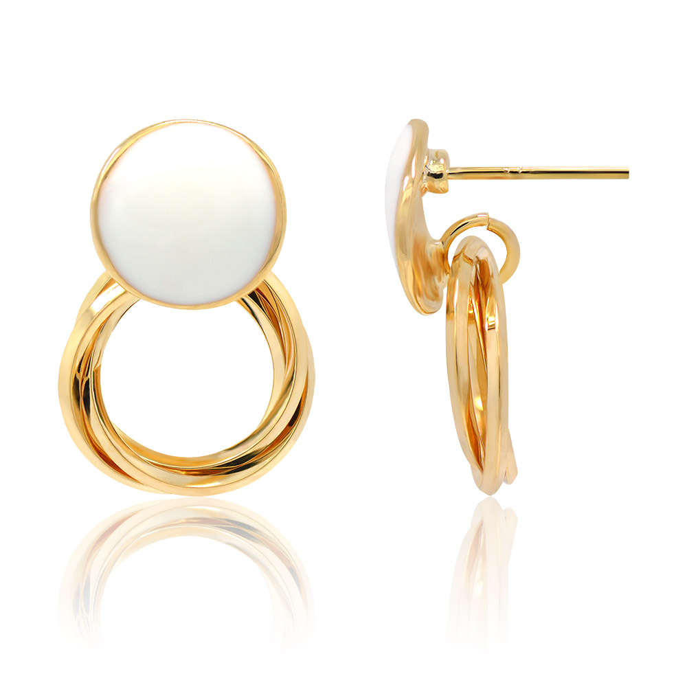 Detailed view of the enamel stud earrings