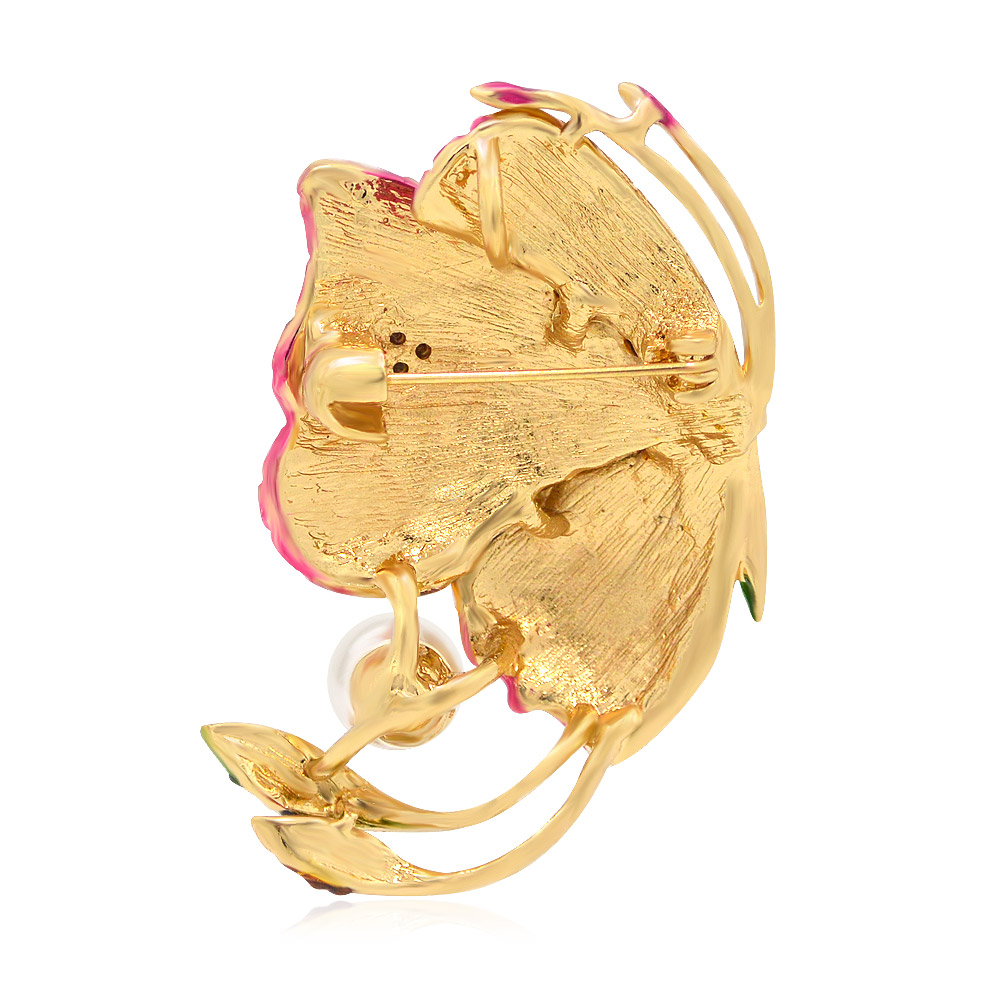 Side view of the Gold Plated Butterfly Brooch