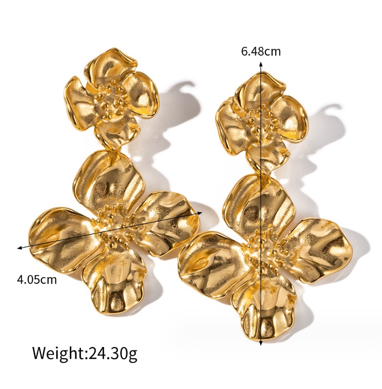 Detailed dimensions and product view of the Gold Flower Jewelry Set