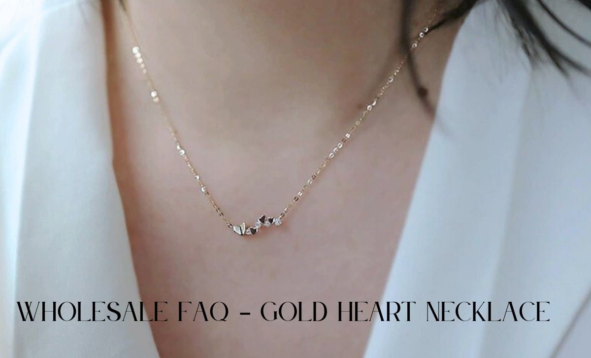 Model wearing the gold heart necklace, showcasing its appeal for wholesale buyers