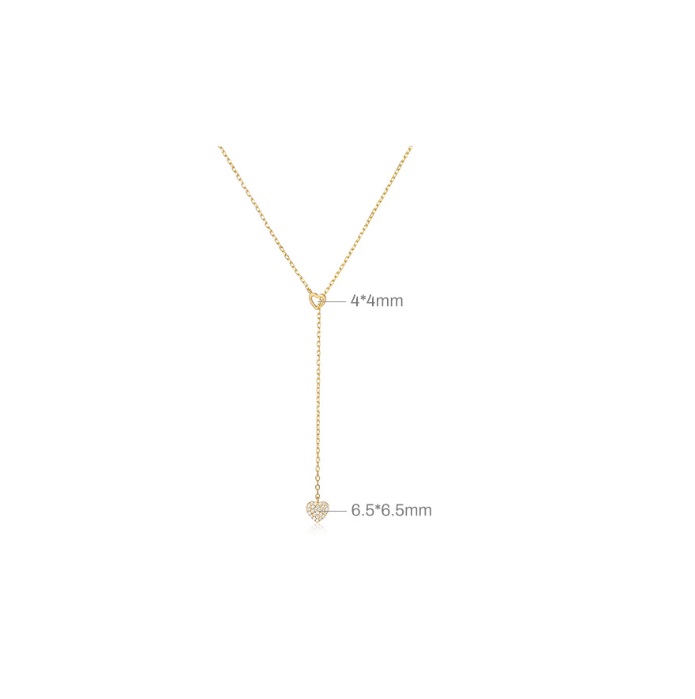 Specifications diagram for the 925 Sterling Silver Heart Pendant Necklace