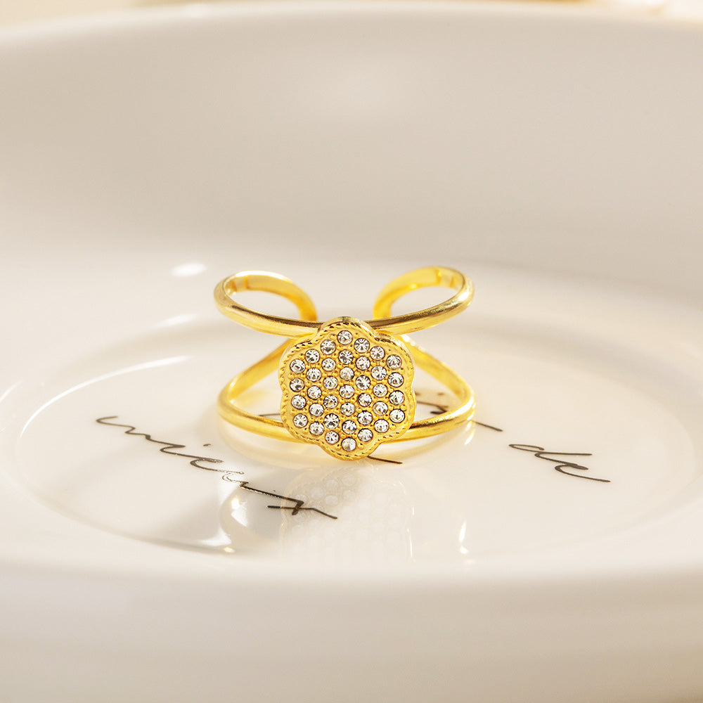 A heart-shaped pave CZ ring from the stainless steel set