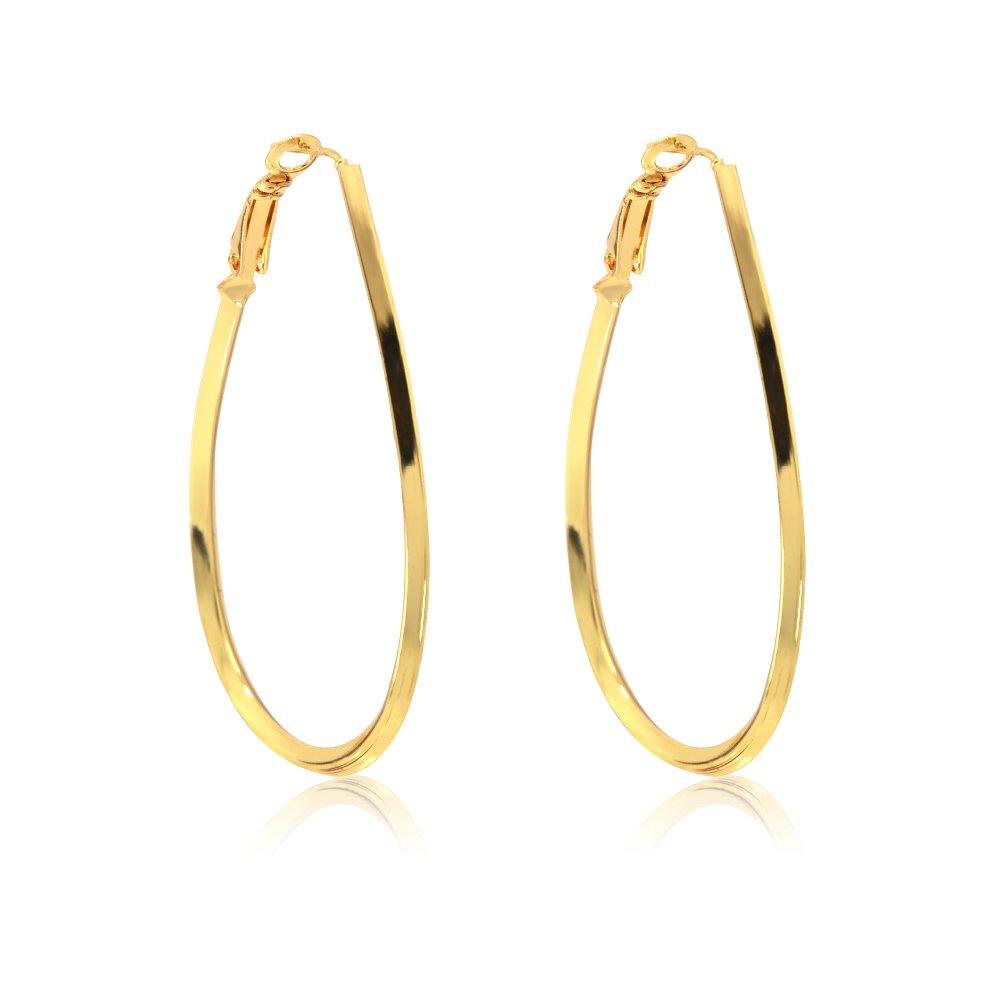 Detailed view of the Gold Open Oval Cut Hoops closure