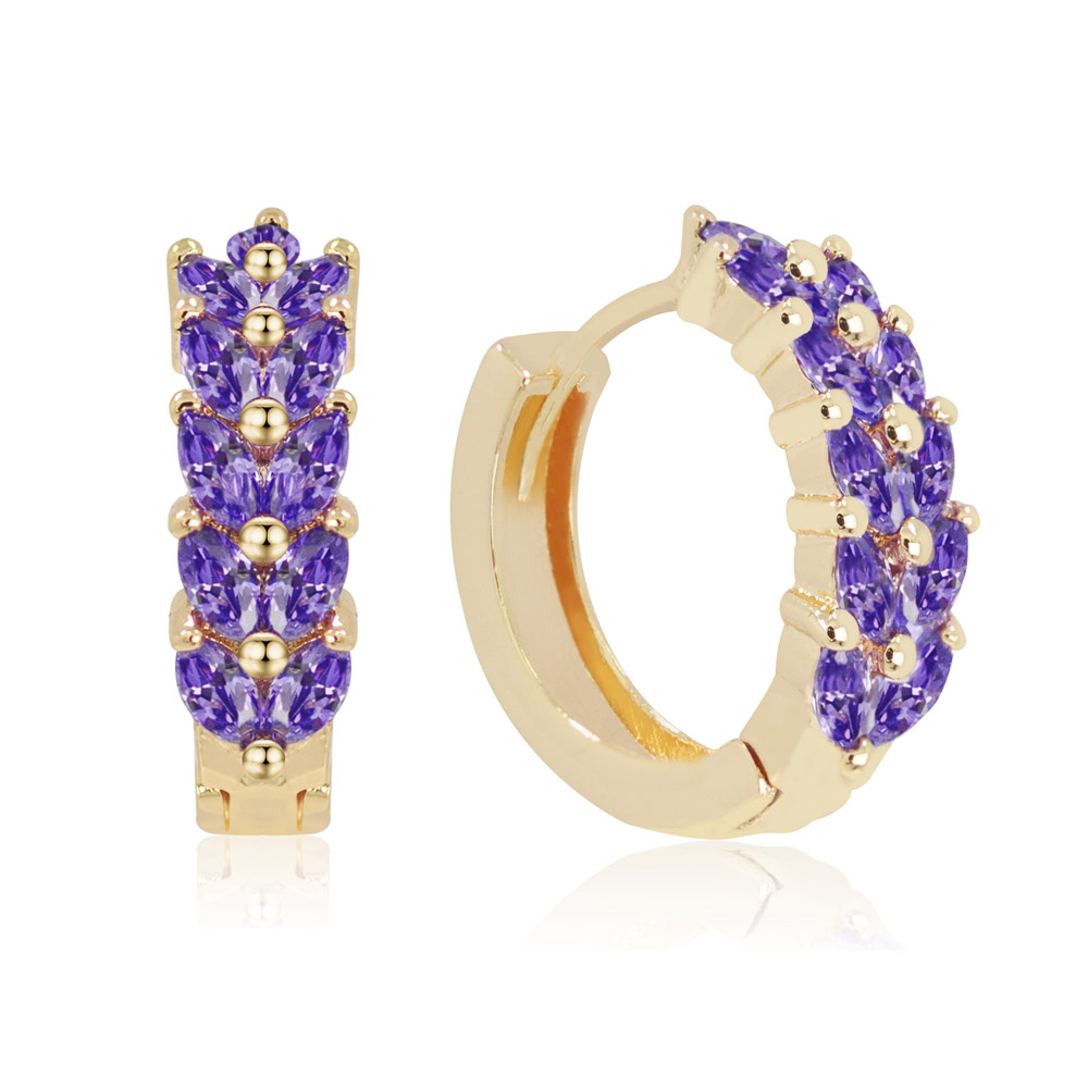 Side view of the Huggie Purple Hoops