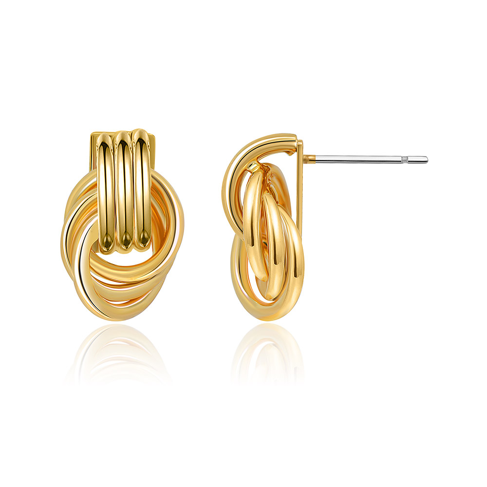 Detailed view of the Gold Circle Loops Earring's intricate knot design