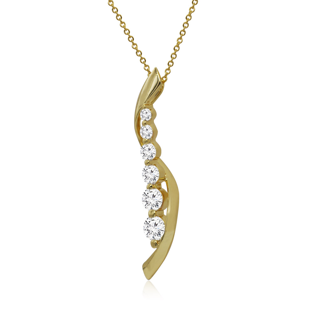 Detailed view of the Rhythm Of Love necklace pendant with six brilliant cubic zirconia stones