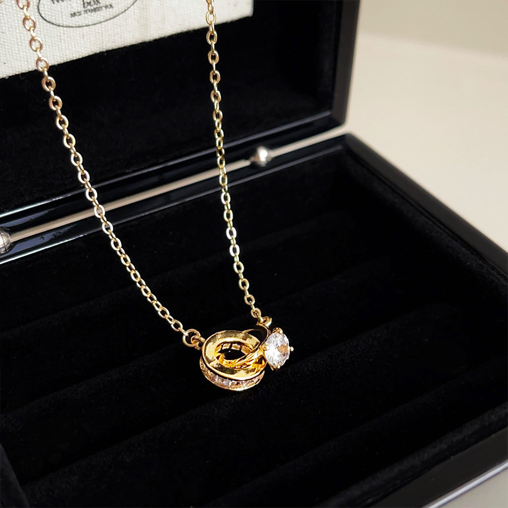 Gold Plated Zircon Necklace Set displayed in a gift box