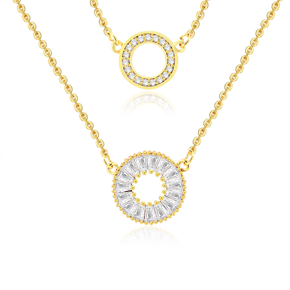 Detailed view of the CZ Pave Open Circle Necklace pendants