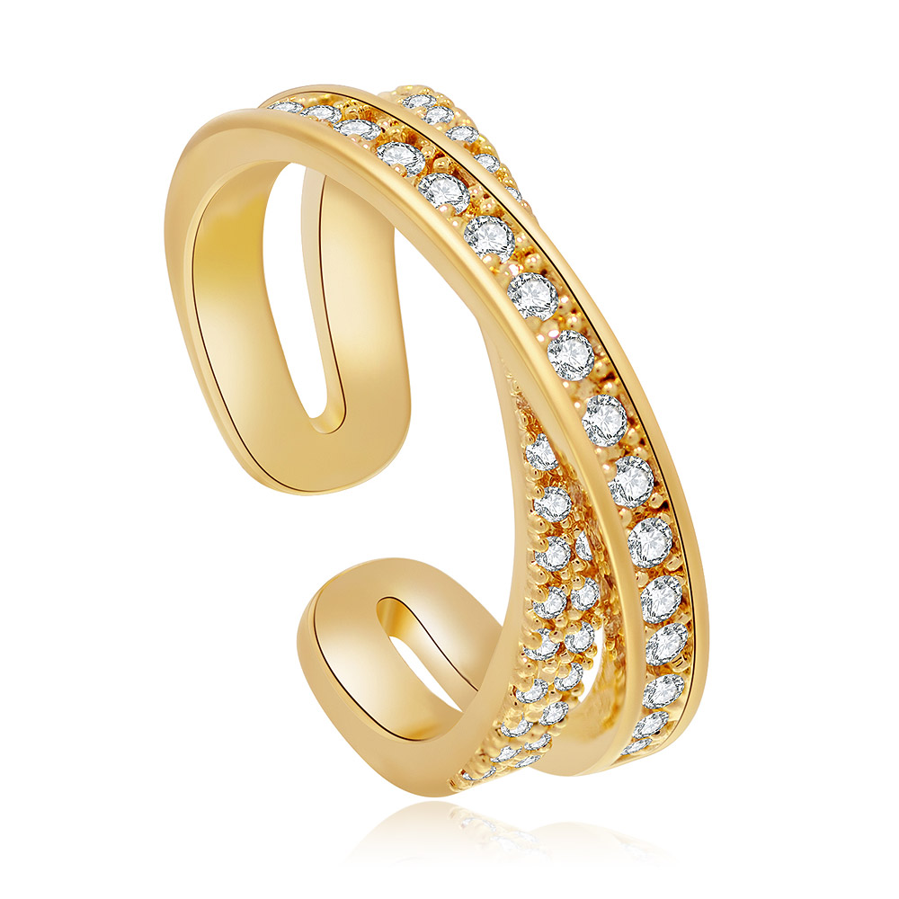Detailed side view of the Gold Plated X Design Ring