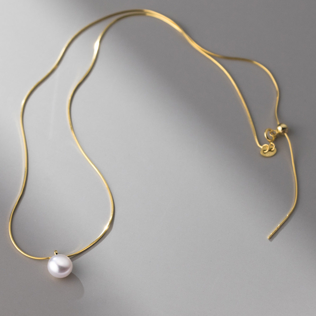 Gold finish 925 silver pearl choker necklace