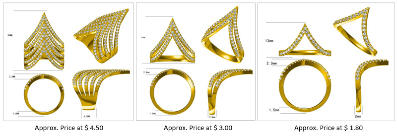 Different ring designs at various price points