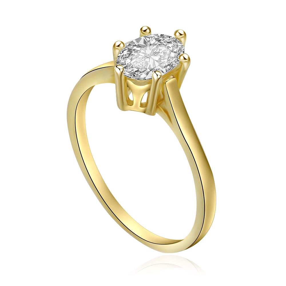 Side profile of the gold-plated oval cut solitaire ring
