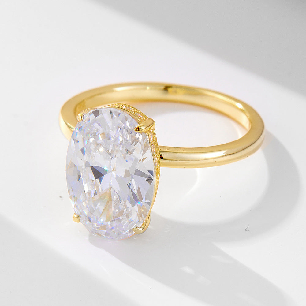 Close-up of the Taylor Swift inspired oval cut CZ engagement ring