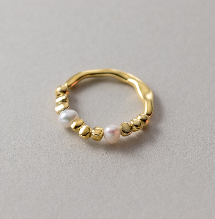 Gold plated 925 sterling silver freshwater pearl ring