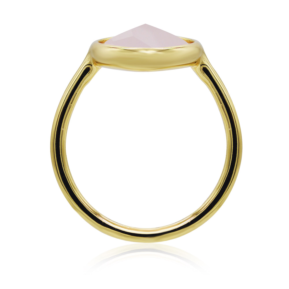 Detailed view of the Rose Quartz Pear Shaped Ring's gemstone