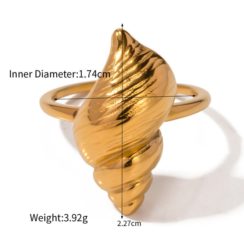 Detailed dimensions of the gold seashell ring