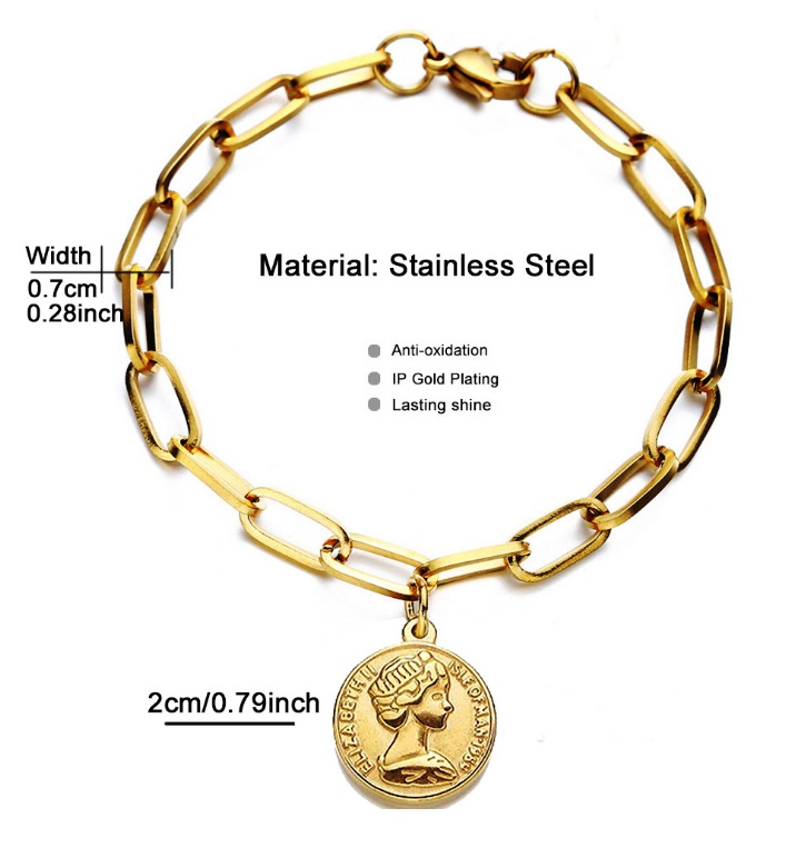 Detailed view of the bracelet's IP gold plating and clasp