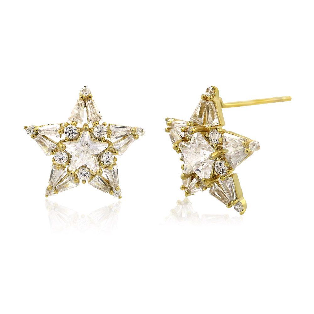 Detailed front and back view of the Shinny Star Stud Earrings