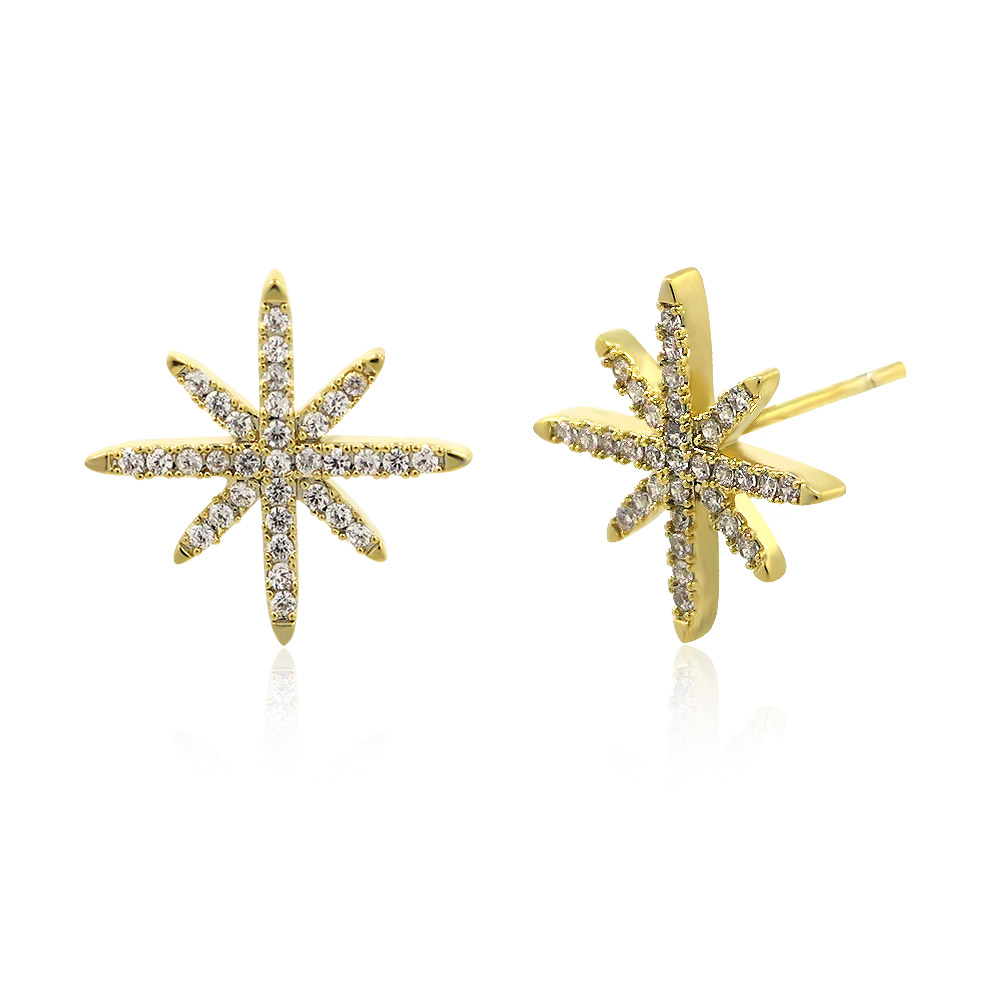 Close-up of the Starburst Stud Earring showcasing the cubic zirconia details