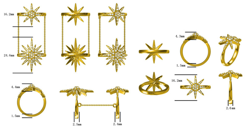 Examples of sunburst design jewelry