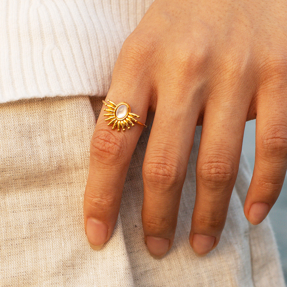 White stone variant of the sunburst ring